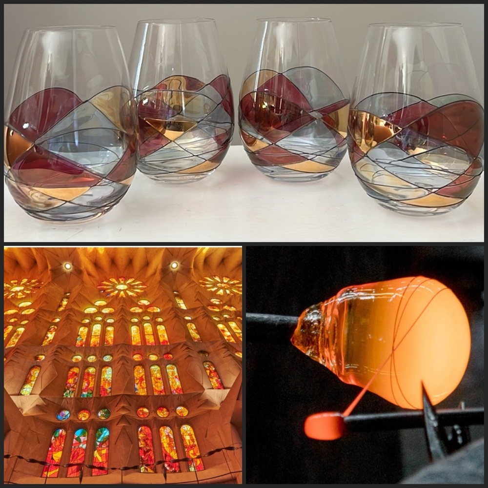 CORNET BARCELONA 4 “Sagrada” Stemless Blown Wine Glasses